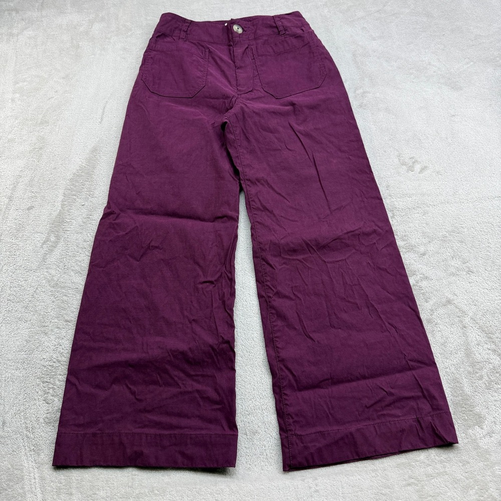 Maeve The Colette Pants Women 27 Purple Linen Blend Wide Leg Patch Pocket Anthro
